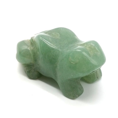 Técnica Escultura a mano de la rana aventurina verde de piedra curativa Figura de 1,5 pulgadas para decoración de habitaciones y pantalla de cristal curativo