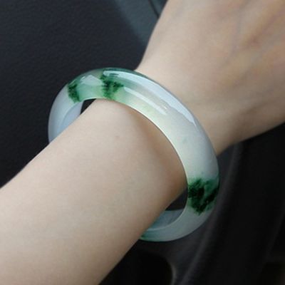 OEM/ODM Acceptable Joyería Decoración Natural Jade Hielo Jade Brazalete Esmeralda Verde Mujeres Jade Cristal de Piedra Brazalete