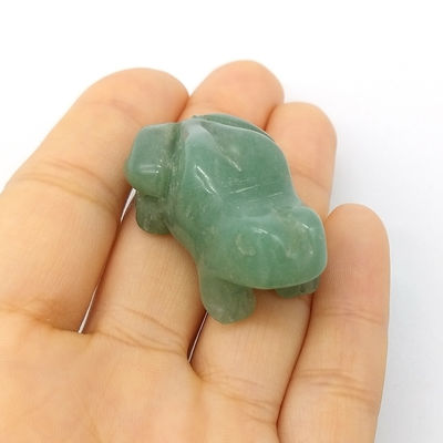 Técnica Escultura a mano de la rana aventurina verde de piedra curativa Figura de 1,5 pulgadas para decoración de habitaciones y pantalla de cristal curativo