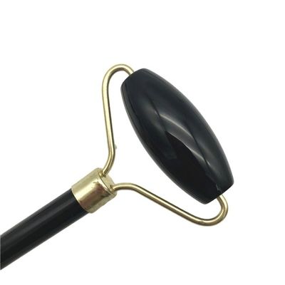 2024 Obsidiano Negro Natural Gua Sha Jade Facial Guasha Roller Massager para el Cuidado de la Cara y el Cuello Belleza por Metal de Plata
