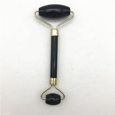 2024 Obsidiano Negro Natural Gua Sha Jade Facial Guasha Roller Massager para el Cuidado de la Cara y el Cuello Belleza por Metal de Plata