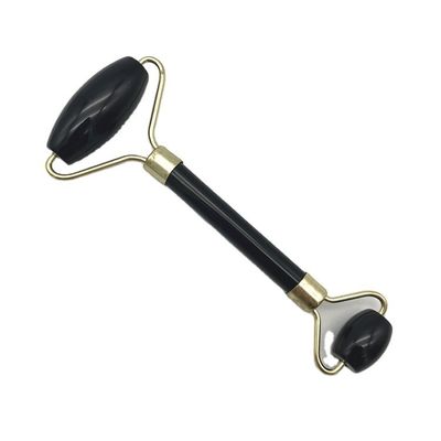 2024 Obsidiano Negro Natural Gua Sha Jade Facial Guasha Roller Massager para el Cuidado de la Cara y el Cuello Belleza por Metal de Plata