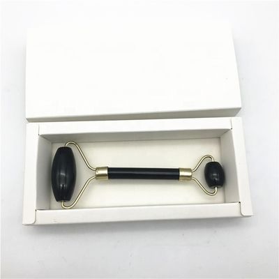 2024 Obsidiano Negro Natural Gua Sha Jade Facial Guasha Roller Massager para el Cuidado de la Cara y el Cuello Belleza por Metal de Plata