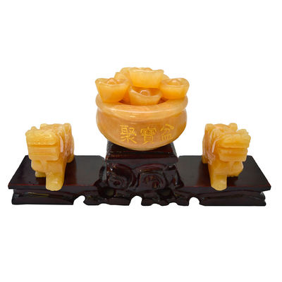 Estatua de jade amarillo Pixiu Fengshui Regalo para la riqueza y la prosperidad