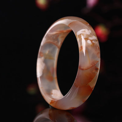 Joyería Decoración Natural Sakura Agate Jade Brazalete Calcedonia Cristal Hielo A través del Brazalete Mujeres 52-56mm