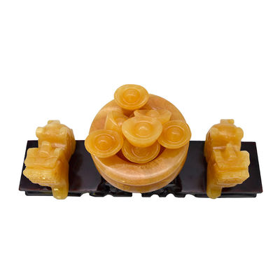 Estatua de jade amarillo Pixiu Fengshui Regalo para la riqueza y la prosperidad
