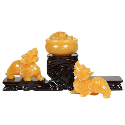 Estatua de jade amarillo Pixiu Fengshui Regalo para la riqueza y la prosperidad