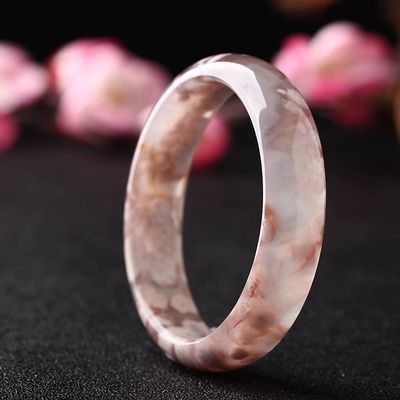 Joyería Decoración Natural Sakura Agate Jade Brazalete Calcedonia Cristal Hielo A través del Brazalete Mujeres 52-56mm