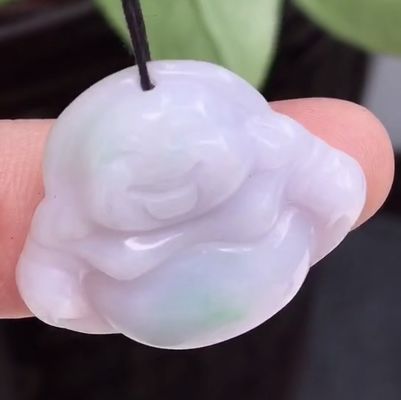 Verde portátil natural de Birmania púrpura tallado jadeita jade rindo Buda colgante para mujeres y niños color natural
