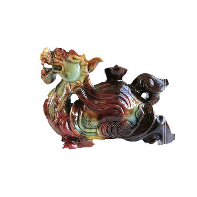 Estatua de tortuga dragón de jade natural de 40 cm estilo Feng Shui fino para la decoración