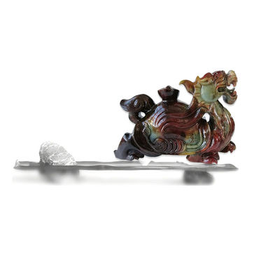 Estatua de tortuga dragón de jade natural de 40 cm estilo Feng Shui fino para la decoración