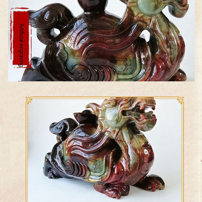 Estatua de tortuga dragón de jade natural de 40 cm estilo Feng Shui fino para la decoración