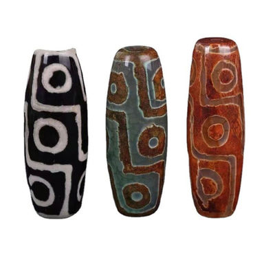 Técnica Pedra preciosa natural pulida tibetana 9Ojo Dzi Perla de 40 mm Perlas de barril de ágata para joyas