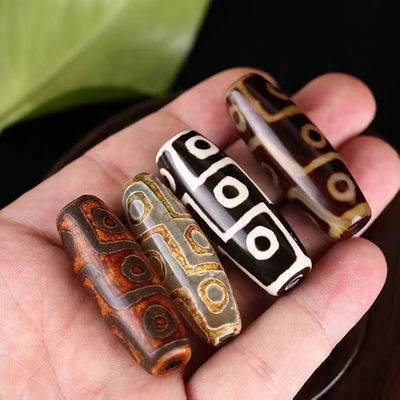 Técnica Pedra preciosa natural pulida tibetana 9Ojo Dzi Perla de 40 mm Perlas de barril de ágata para joyas
