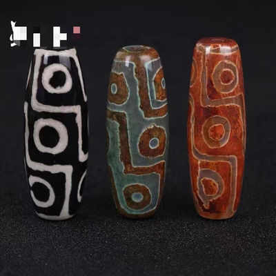 Técnica Pedra preciosa natural pulida tibetana 9Ojo Dzi Perla de 40 mm Perlas de barril de ágata para joyas