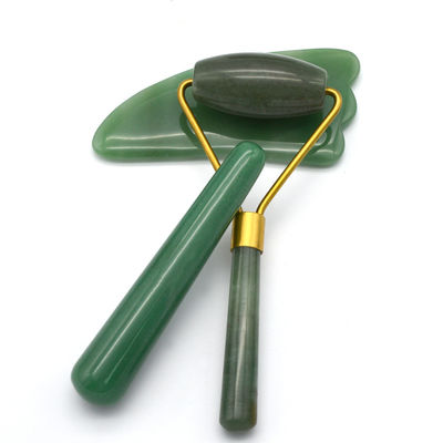 Conjunto de rodillos faciales de masaje de jade verde aventurino para masajes faciales de cuello y ojos