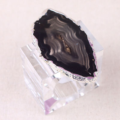 Anillo de servilleta de cristal de forma cuadrada, hecho de piedra de ágata natural para elegantes mesas