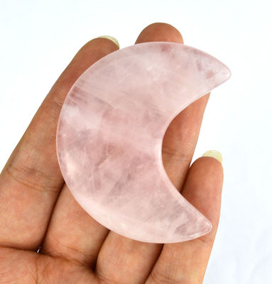 2024 Rosa Cuarzo Mini Gua Sha Piedra Creciente Forma de piedra Guasha Estilo de imitación antigua Conveniente para masaje facial