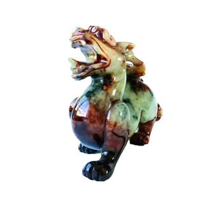 Estatua verde de dragón de jade Pixiu de 22 cm tallada a mano para la suerte y el mal