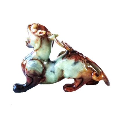 Estatua verde de dragón de jade Pixiu de 22 cm tallada a mano para la suerte y el mal