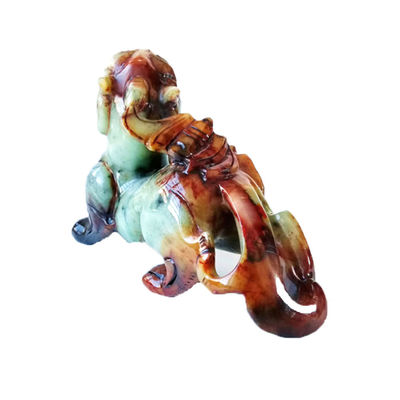 Estatua verde de dragón de jade Pixiu de 22 cm tallada a mano para la suerte y el mal