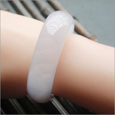 Ballaza de Jade de Ágata Blanca Hielo Certificado Brazalete Chino 54-66mm Ballazas de costumbre popular 1 Conjunto Arte de Colección