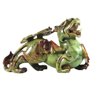 2pcs Pixiu Ornamentos chinos de Feng Shui 20cm Jade Bat Estatua verde de forma personalizada Decoración para el hogar