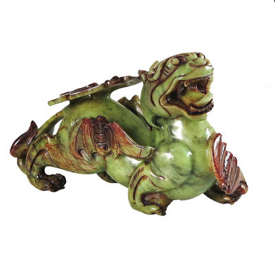 2pcs Pixiu Ornamentos chinos de Feng Shui 20cm Jade Bat Estatua verde de forma personalizada Decoración para el hogar