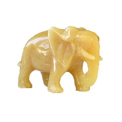 Estatua de piedra de elefante de topacio tallada a mano de 18 cm Figura de cristal para decoración del hogar
