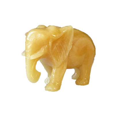 Estatua de piedra de elefante de topacio tallada a mano de 18 cm Figura de cristal para decoración del hogar