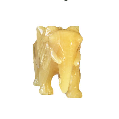 Estatua de piedra de elefante de topacio tallada a mano de 18 cm Figura de cristal para decoración del hogar