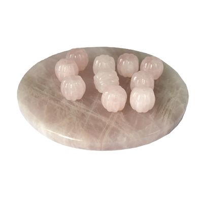 Piedra preciosa redonda de cristal natural de cuarzo rosa para placas de mesa