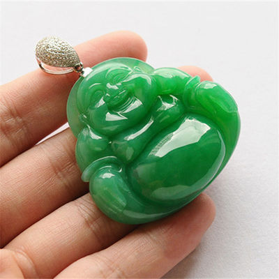 Técnica Pulida de grado natural tallado Buda sonriente para colgante de arte coleccionable