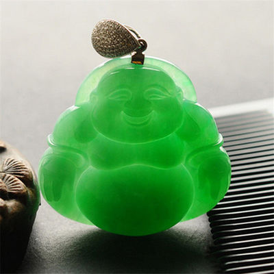 Técnica Pulida de grado natural tallado Buda sonriente para colgante de arte coleccionable