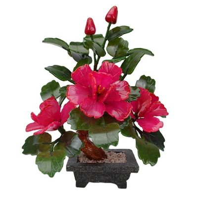 Agregue un toque de elegancia a su hogar con 3 flores de peonía plantas en macetas de jade natural