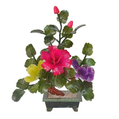 Agregue un toque de elegancia a su hogar con 3 flores de peonía plantas en macetas de jade natural