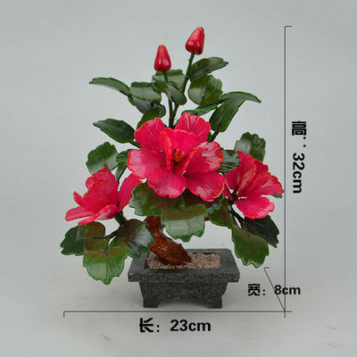 Agregue un toque de elegancia a su hogar con 3 flores de peonía plantas en macetas de jade natural