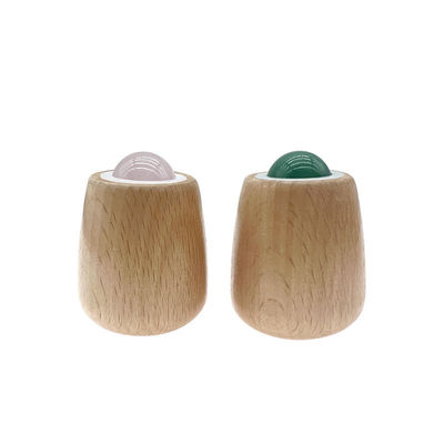 Bola de masaje de Jade personalizable Manija de madera Roller de Jade para masaje corporal y cuello / Facial Gua Sha herramienta de alivio del estrés