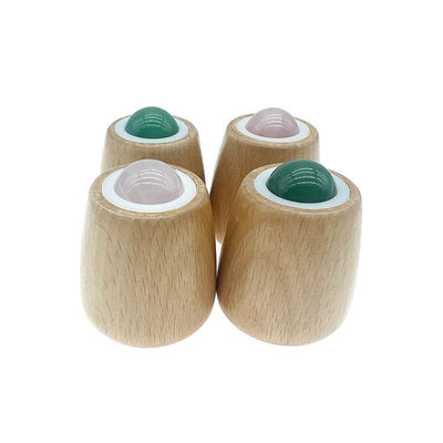 Bola de masaje de Jade personalizable Manija de madera Roller de Jade para masaje corporal y cuello / Facial Gua Sha herramienta de alivio del estrés