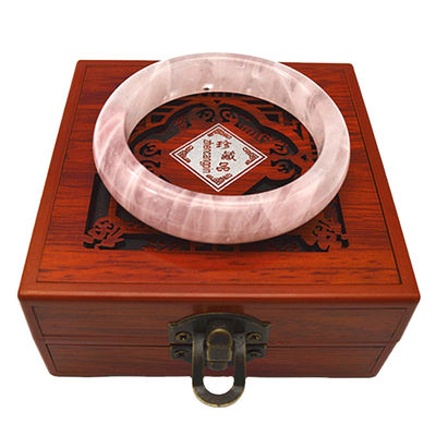 Brazaletes de color rosa de cristal de cuarzo Regalos de boda de forma redonda para mujeres y hombres