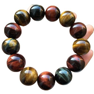 Brazalete de piedra de ojo de tigre natural colorido accesorio de moda exótico para hombres y mujeres amantes