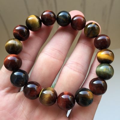 Brazalete de piedra de ojo de tigre natural colorido accesorio de moda exótico para hombres y mujeres amantes