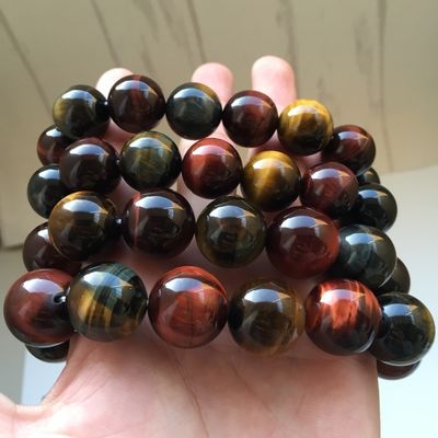 Brazalete de piedra de ojo de tigre natural colorido accesorio de moda exótico para hombres y mujeres amantes