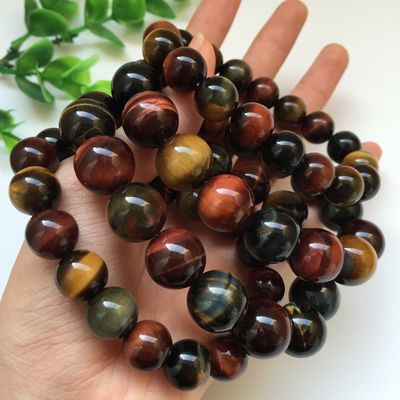 Brazalete de piedra de ojo de tigre natural colorido accesorio de moda exótico para hombres y mujeres amantes