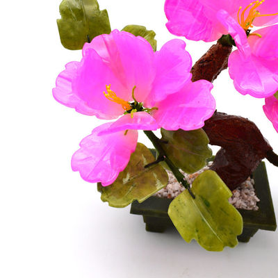 Logotipo personalizado Disponible árboles de flores de piedra de jade de China árboles de cristal de flores decorativas rojas para B2B Marke