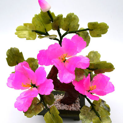 Logotipo personalizado Disponible árboles de flores de piedra de jade de China árboles de cristal de flores decorativas rojas para B2B Marke