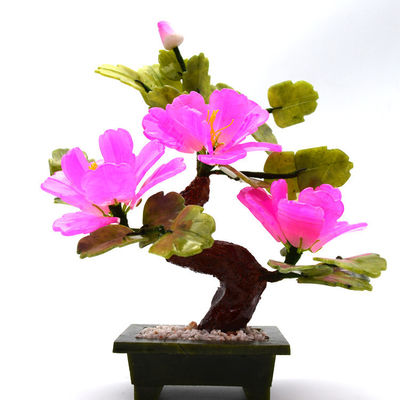 Logotipo personalizado Disponible árboles de flores de piedra de jade de China árboles de cristal de flores decorativas rojas para B2B Marke