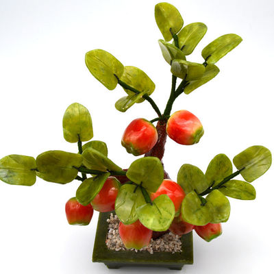 Técnica de grabado Popular China Arboles de cristal hechos a mano Árbol de manzana de cristal Flores de jade Árbol