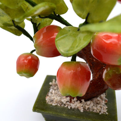 Técnica de grabado Popular China Arboles de cristal hechos a mano Árbol de manzana de cristal Flores de jade Árbol