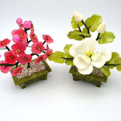Técnica Escultura de Jade Árbol de ciruela Arte popular Esculturas de flores de jade Árbol de gemas para la decoración del hogar